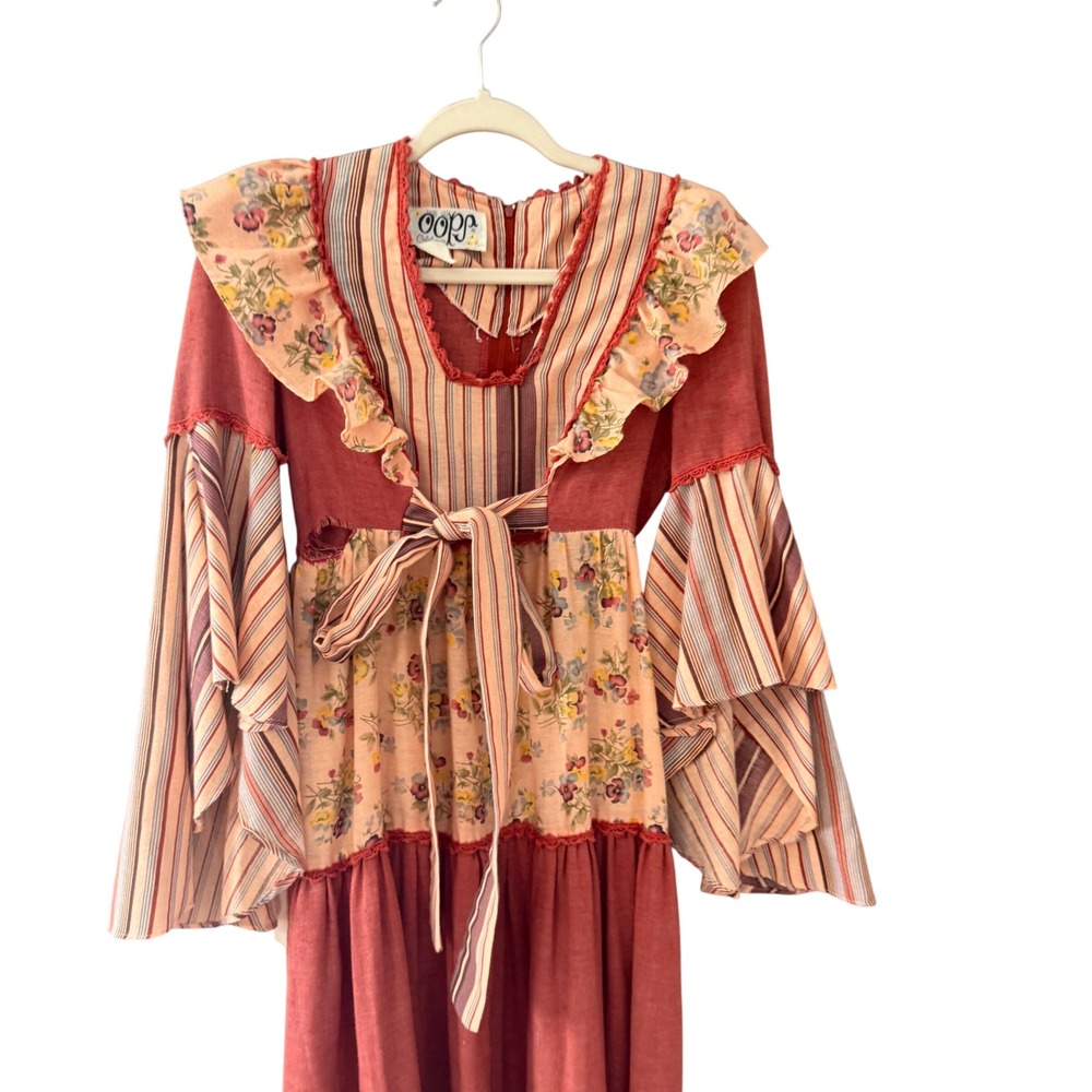 Vintage Oops California 70s Patchwork Floral Stri… - image 4